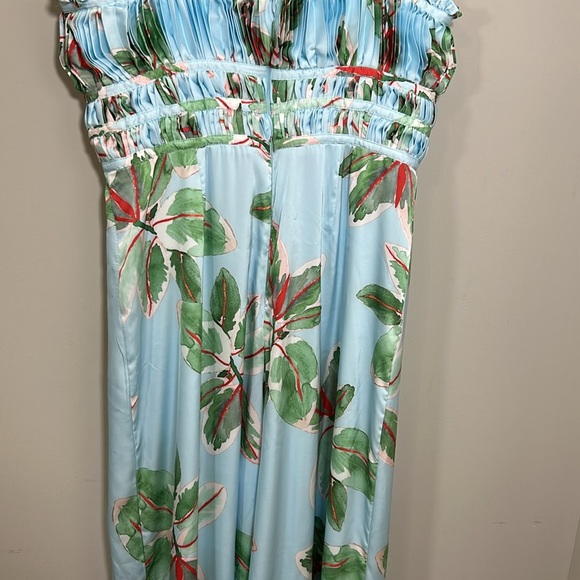 Anthropologie Hutch Ruched Jumpsuit Light Blue Tropical Sz 10 NEW - Picture 11 of 16